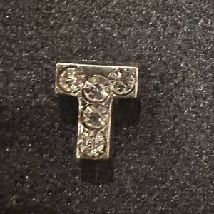 Origami Owl Silver Tone Crystal Letter T Floating Mini Charm